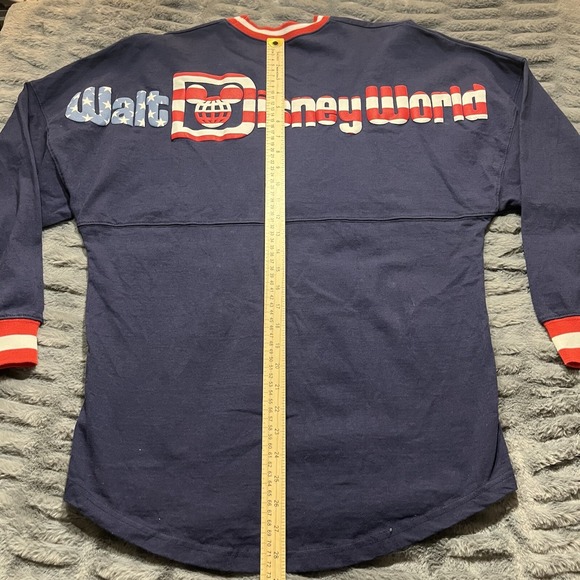 Spirit Jersey DIsneyland USA Americana Flag Blue Long Sleeve Shirt Adult sz S - Picture 8 of 10